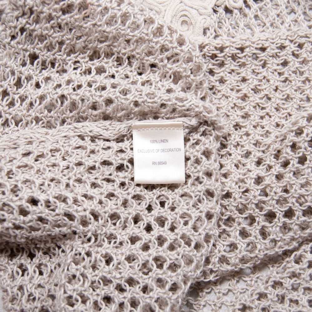 Tommy Bahama Crochet Knit Cover Up Tunic Top V‎ Neck Casual Beige Medium M - Picture 5 of 10